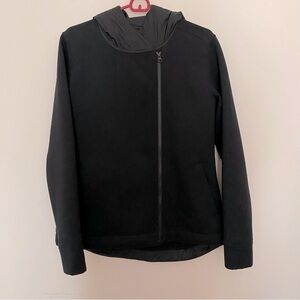 Marmot black hooded jacket with asymmetrical zipper